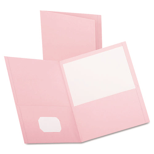 Image of Oxford Twin-Pocket Folder, Embossed Leather Grain Paper, 0.5" Capacity, 11 X 8.5, Pink, 25/box