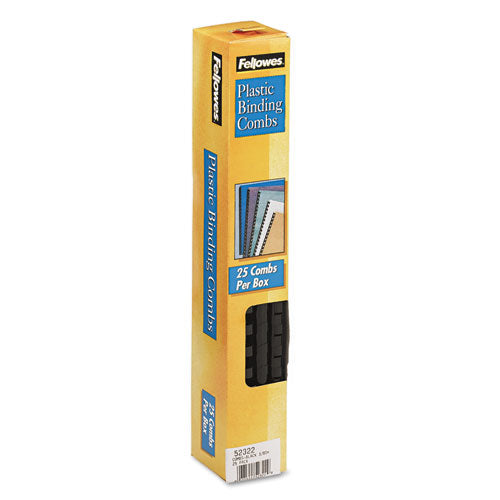 Image of Fellowes® Plastic Comb Bindings, 3/8" Diameter, 55 Sheet Capacity, Black, 25/Pack