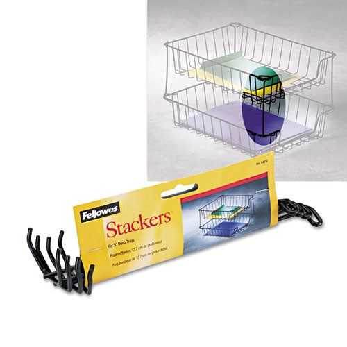 Image of Fellowes® Desk Tray Stacking Posts for 5" Capacity Trays, Wire, Black, 4 Posts/Set