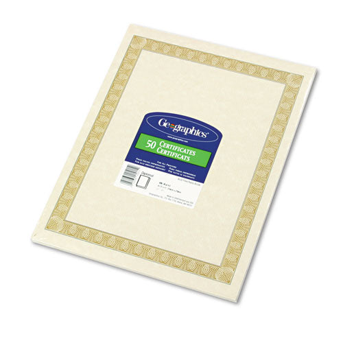 Image of Geographics® Archival Quality Parchment Paper Certificates, 11 X 8.5, Horizontal Orientation, Natural With White Diplomat Border, 50/pack