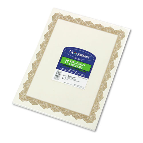 Image of Geographics® Parchment Paper Certificates, 8.5 X 11, Optima Gold With White Border, 25/pack