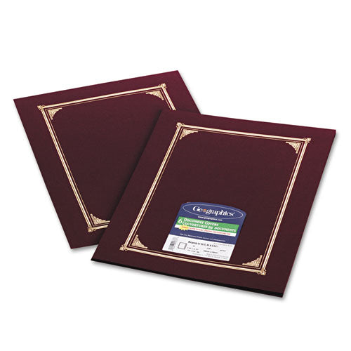 Image of Geographics® Certificate/Document Cover, 12.5 x 9.75, Burgundy, 6/Pack