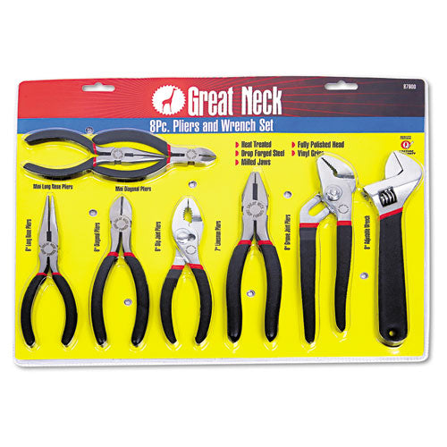 Image of Great Neck® 8-Piece Steel Pliers And Wrench Tool Set