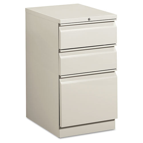Image of HON® Brigade Mobile Pedestal With Pencil Tray Insert, Left/right, 3-Drawers: Box/box/file, Letter, Light Gray, 15" X 19.88" X 28"