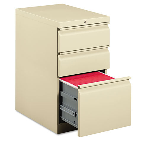 Image of HON® Brigade Mobile Pedestal With Pencil Tray Insert Left/right, 3-Drawers: Box/box/file, Letter, Putty, 15" X 22.88" X 28"