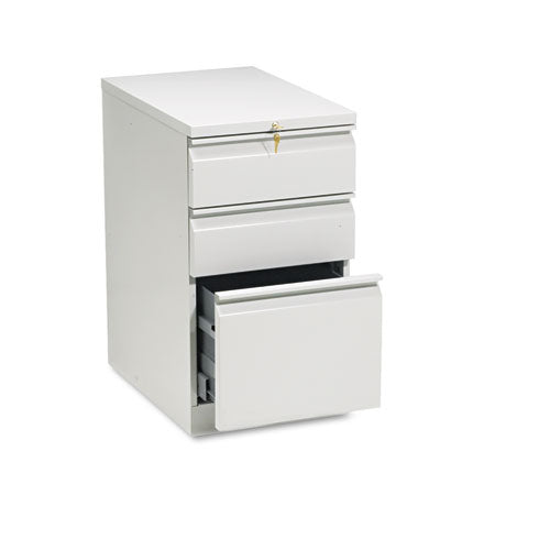 Image of HON® Brigade Mobile Pedestal With Pencil Tray Insert, Left/right, 3-Drawers: Box/box/file, Letter, Light Gray, 15" X 22.88" X 28"