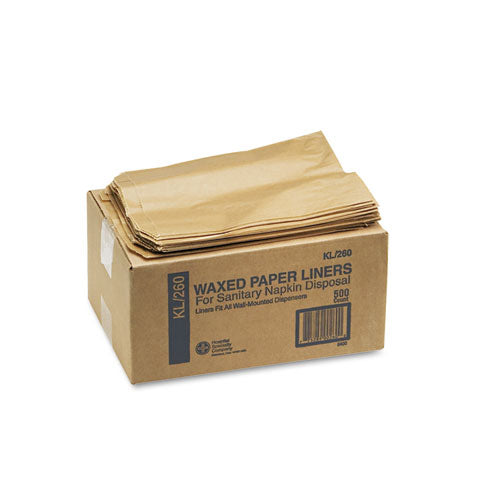 Image of HOSPECO® Napkin Receptacle Liners, 7.5" X 3" X 10.5", Brown, 500/carton