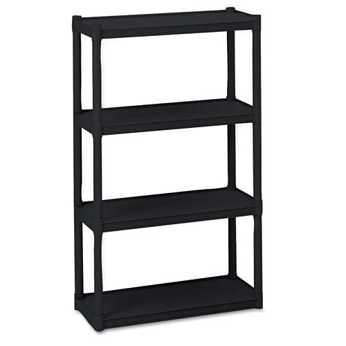 Image of Iceberg Rough n Ready Open Storage System, Four-Shelf, Injection-Molded Polypropylene, 32w x 13d x 54h, Black