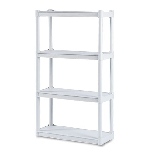 Image of Iceberg Rough n Ready Open Storage System, Four-Shelf, Injection-Molded Polypropylene, 32w x 13d x 54h, Platinum