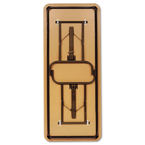 Image of Iceberg OfficeWorks Commercial Wood-Laminate Folding Table, Rectangular, 72" x 18" x 29", Gray Top, Charcoal Base