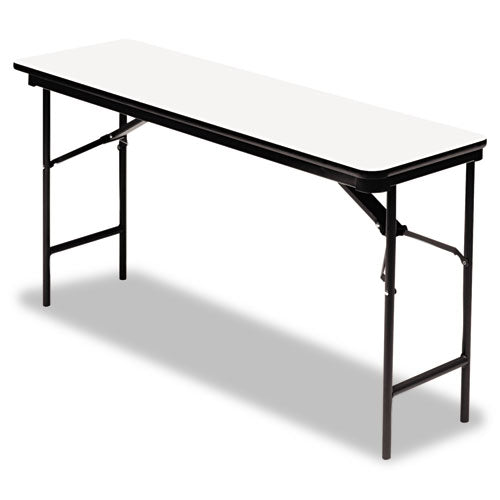 Image of Iceberg OfficeWorks Commercial Wood-Laminate Folding Table, Rectangular, 72" x 18" x 29", Gray Top, Charcoal Base