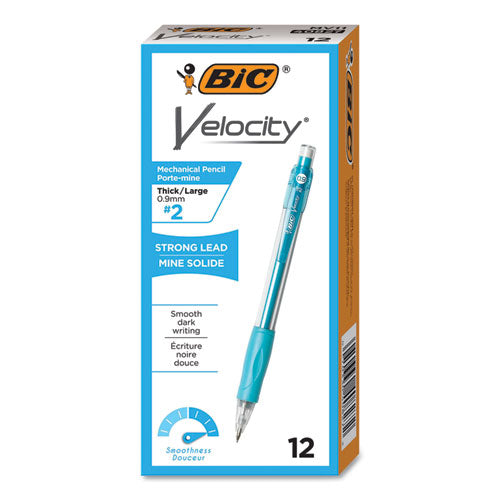 Image of BIC® Velocity Original Mechanical Pencil, 0.9 mm, HB (#2), Black Lead, Turquoise Barrel, Dozen