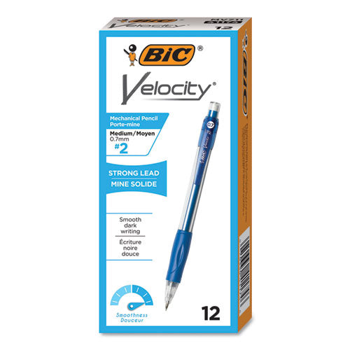Image of BIC® Velocity Original Mechanical Pencil, 0.7 mm, HB (#2), Black Lead, Blue Barrel, Dozen