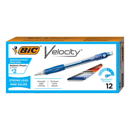 Image of BIC® Velocity Original Mechanical Pencil, 0.7 mm, HB (#2), Black Lead, Blue Barrel, Dozen