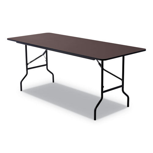 Image of Iceberg OfficeWorks Classic Wood-Laminate Folding Table, Curved Legs, Rectangular, 72" x 30" x 29", Walnut