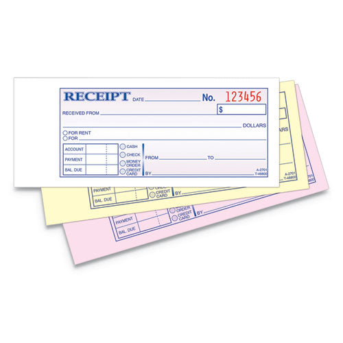 Image of Adams® Receipt Book, Three-Part Carbonless, 2.75 x 7.19, 50 Forms Total
