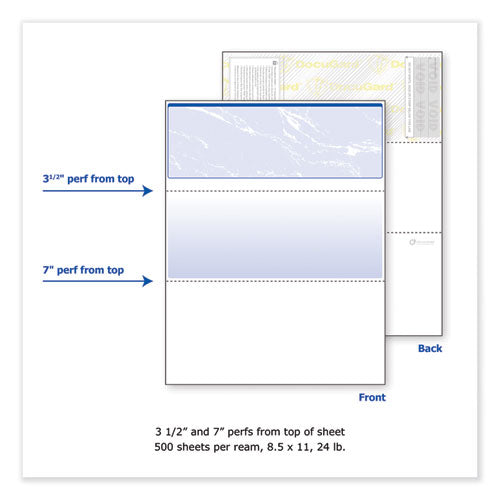 Image of DocuGard Security Business Checks, 11 Features, 8.5 X 11, Blue Marble Top, 500/ream