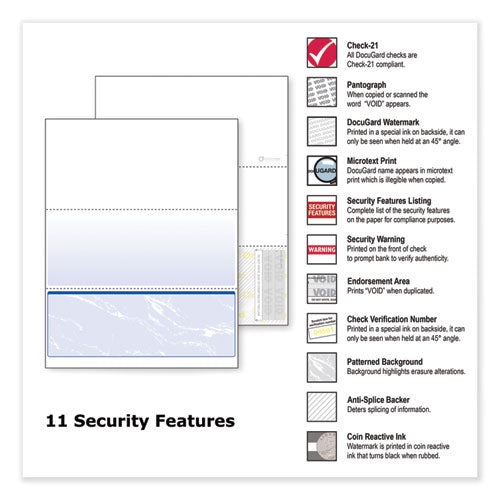 Image of DocuGard Standard Security Check, 11 Features, 8.5 X 11, Blue Marble Bottom, 500/ream