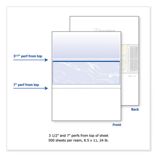Image of DocuGard Standard Security Check, 11 Features, 8.5 X 11, Blue Marble Middle, 500/ream