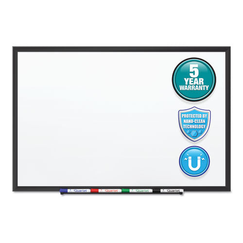 Image of Quartet® Classic Series Nano-Clean Dry Erase Board, 24" x 18", White Surface, Black Aluminum Frame