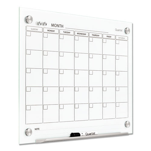 Image of Quartet® Infinity Magnetic Glass Calendar Board, Monthly Planning/Scheduling, 24" x 18", White Surface