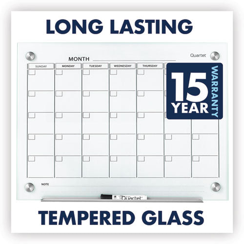 Image of Quartet® Infinity Magnetic Glass Calendar Board, Monthly Planning/Scheduling, 24" x 18", White Surface