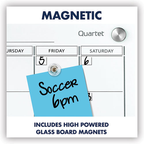 Image of Quartet® Infinity Magnetic Glass Calendar Board, Monthly Planning/Scheduling, 24" x 18", White Surface