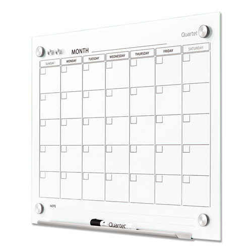 Image of Quartet® Infinity Magnetic Glass Calendar Board, Monthly Planning/Scheduling, 24" x 18", White Surface