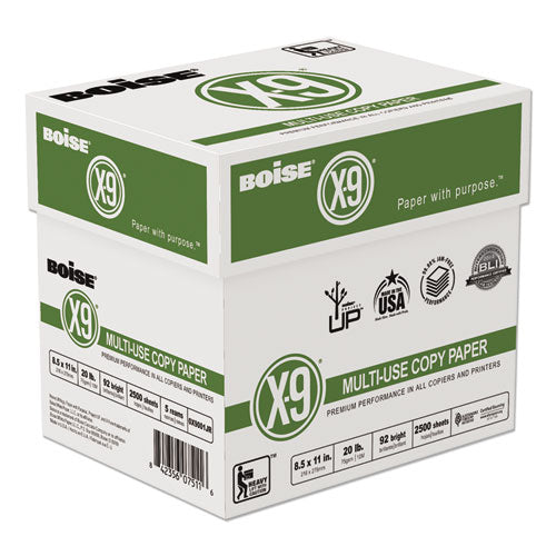 Image of Boise® X-9 Multi-Use Copy Paper, 92 Bright, 20 lb Bond Weight, 8.5 x 11, White, 500 Sheets/Ream, 5 Reams/Carton