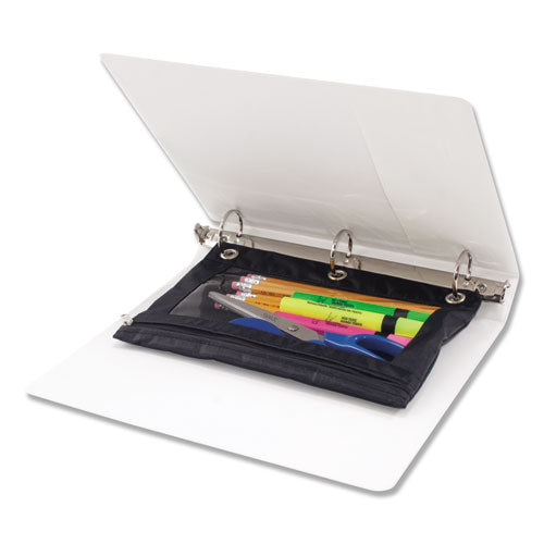 Image of Advantus Binder Pencil Pouch, 3-Hole Punched, 10" x 7.38", Black/Clear