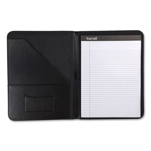 Image of Samsill® Contrast Stitch Leather Padfolio, 8 1/2 X 11, Leather, Black