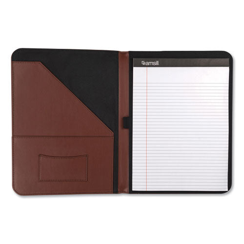 Image of Samsill® Contrast Stitch Leather Padfolio, 8 1/2 X 11, Leather, Tan