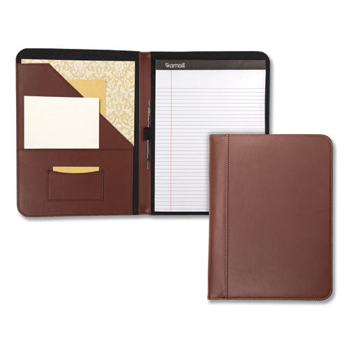 Image of Samsill® Contrast Stitch Leather Padfolio, 8 1/2 X 11, Leather, Tan