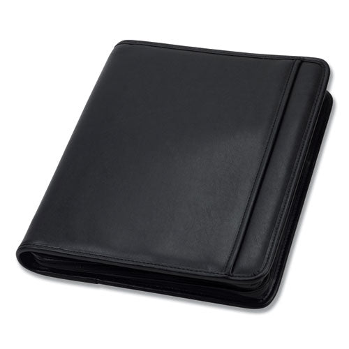 Image of Samsill® Professional Zippered Pad Holder/ring Binder, Pockets, Writing Pad, Vinyl Black