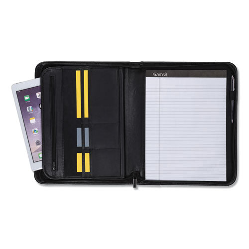 Image of Samsill® Professional Zippered Pad Holder, Pockets/slots, Writing Pad, Black