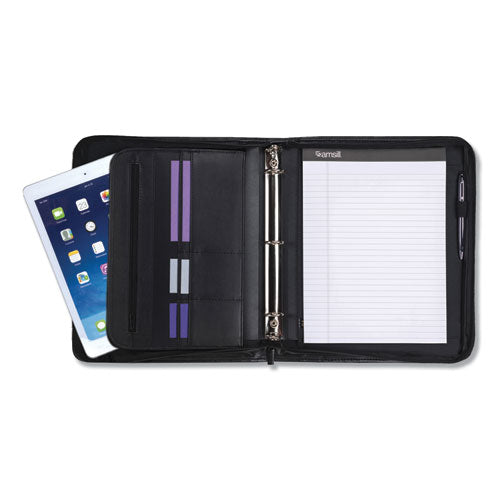 Image of Samsill® Professional Zippered Pad Holder/ring Binder, Pockets, Writing Pad, Vinyl Black