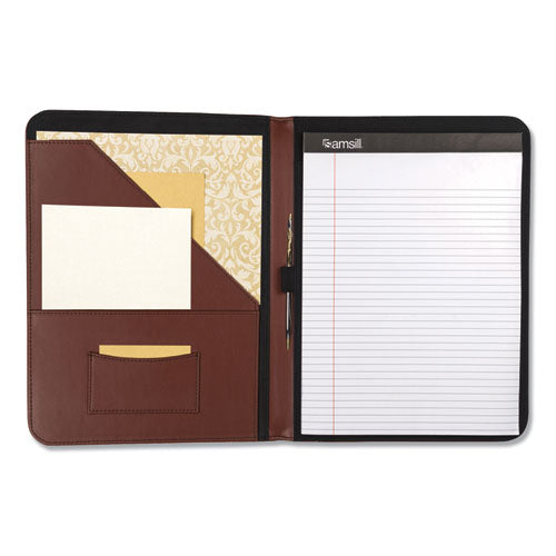 Image of Samsill® Contrast Stitch Leather Padfolio, 8 1/2 X 11, Leather, Tan