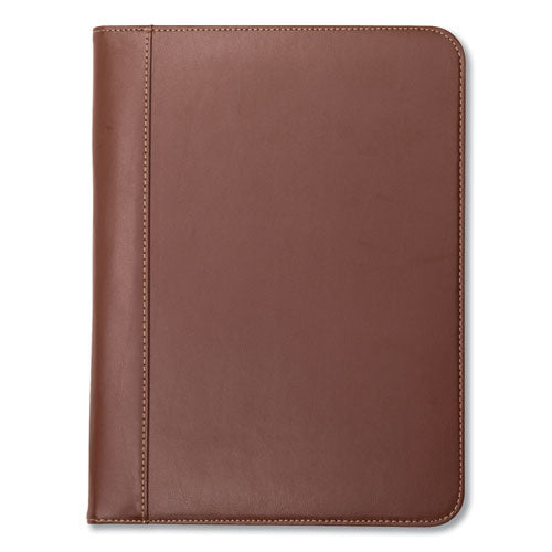 Image of Samsill® Contrast Stitch Leather Padfolio, 8 1/2 X 11, Leather, Tan