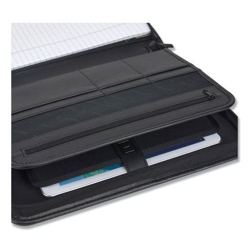 Image of Samsill® Professional Zippered Pad Holder, Pockets/slots, Writing Pad, Black