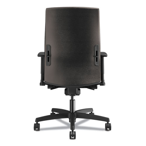 Image of HON® Ignition 2.0 Upholstered Mid-Back Task Chair With Lumbar, Supports 300 Lb, 17" To 22" Seat, Black Vinyl Seat/back, Black Base