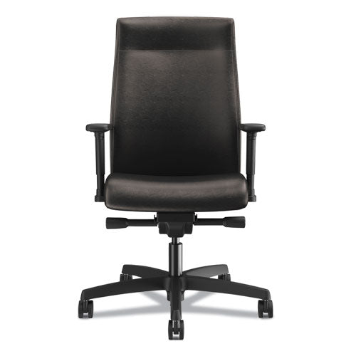 Image of HON® Ignition 2.0 Upholstered Mid-Back Task Chair With Lumbar, Supports 300 Lb, 17" To 22" Seat, Black Vinyl Seat/back, Black Base