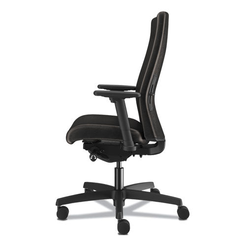 Image of HON® Ignition 2.0 Upholstered Mid-Back Task Chair With Lumbar, Supports 300 Lb, 17" To 22" Seat, Black Vinyl Seat/back, Black Base