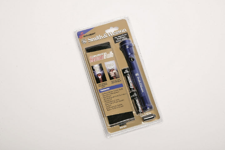 Image of Skilcraft Aluminum Flashlight, 6-1/4" Long, Includes 2 AA Batteries & Belt Holster, Blue