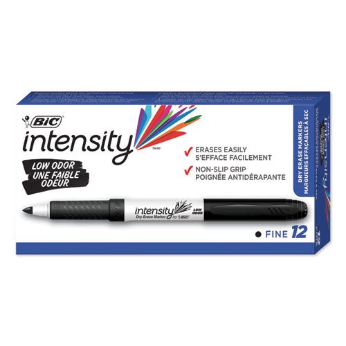 Image of BIC® Intensity Low Odor Fine Point Dry Erase Marker, Fine Bullet Tip, Black, Dozen