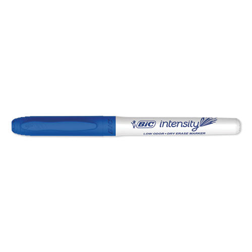 Image of BIC® Intensity Low Odor Fine Point Dry Erase Marker, Fine Bullet Tip, Blue, Dozen