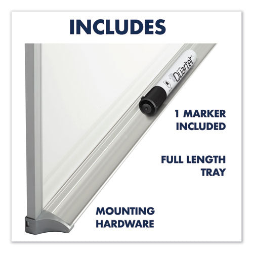 Image of Quartet® Porcelain Magnetic Whiteboard, 96" x 48", White Surface, Satin Aluminum Frame