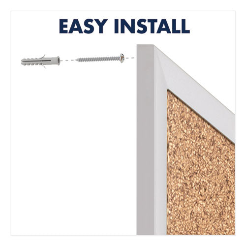 Image of Quartet® Classic Series Cork Bulletin Board, 60" x 36", Tan Surface, Anodized Aluminum Frame
