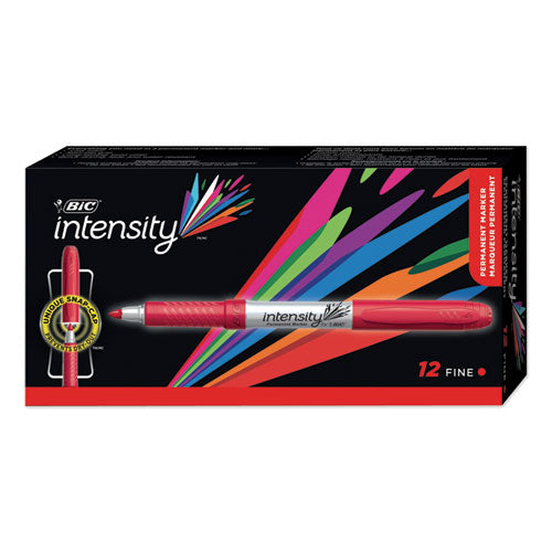 Image of BIC® Intensity Fine Tip Permanent Marker, Fine Bullet Tip, Rambunctious Red, Dozen