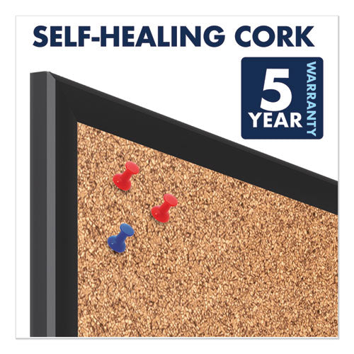 Image of Quartet® Classic Series Cork Bulletin Board, 36" x 24", Tan Surface, Black Aluminum Frame