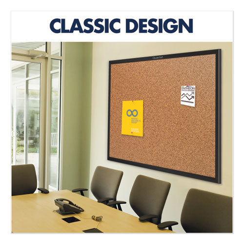 Image of Quartet® Classic Series Cork Bulletin Board, 24" x 18", Tan Surface, Black Aluminum Frame